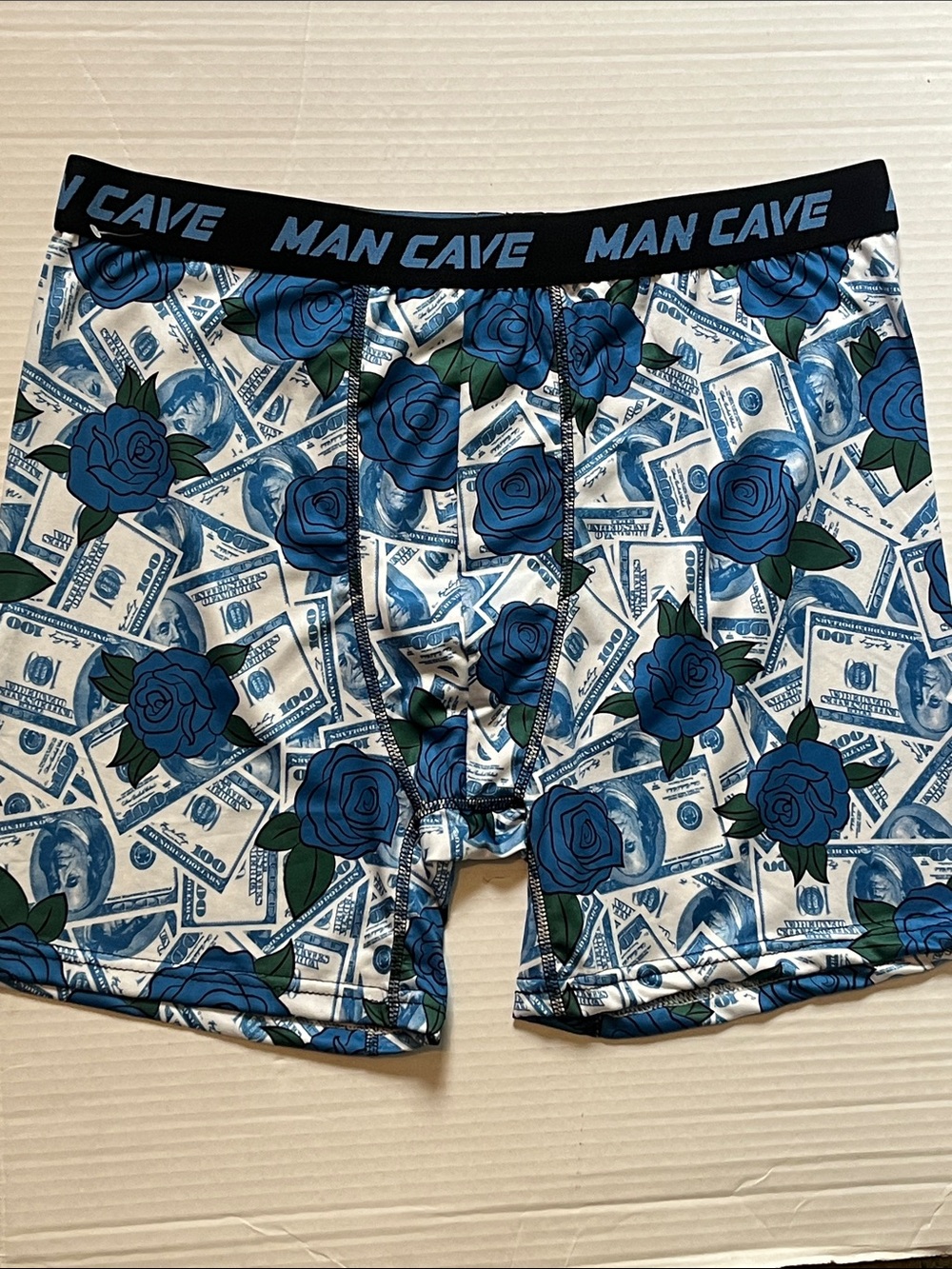 Pick 1 Men’s Black Boxer Briefs with Pink, Purple & Blue Dollar Sign Print